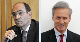Éric Woerth, ministre du Travail, de la solidarité et de la fonction publique, et Georges Tron, secrétaire d'État chargé de la Fonction publique