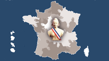 Carte figurant la France, la Corse et les DOM